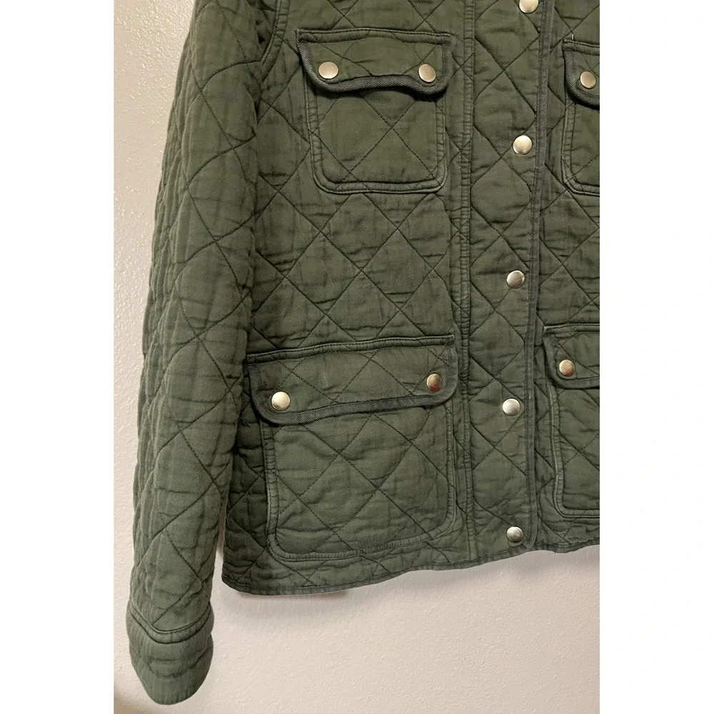 J.Crew‎ Cotton Quilted Downtown Field Jacket in Olive Green Women's Size Medium